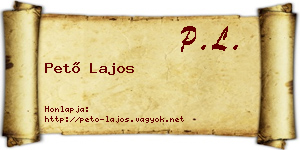 Pető Lajos névjegykártya
